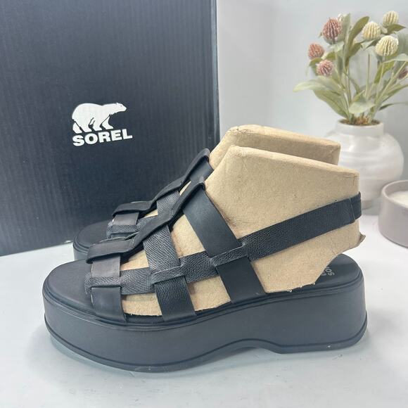 Sorel Dayspring Slingback Cage Platform Sandal Black NL5083-010 Women's 12 NWB - Picture 3 of 10